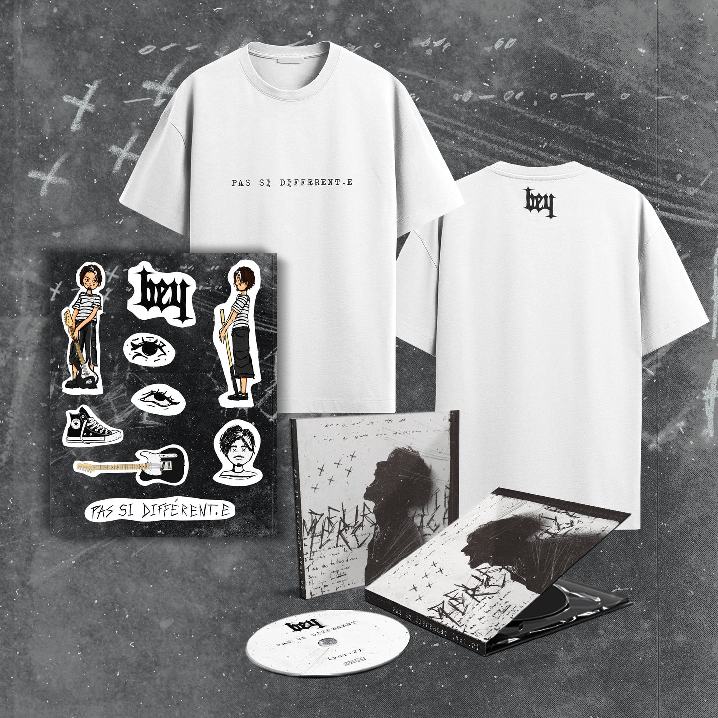 PACK TEE SHIRT + CD + PLANCHE STICKERS